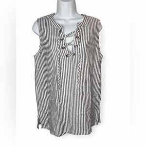 Christian Siriano Black and White Relaxed Tie Front Top